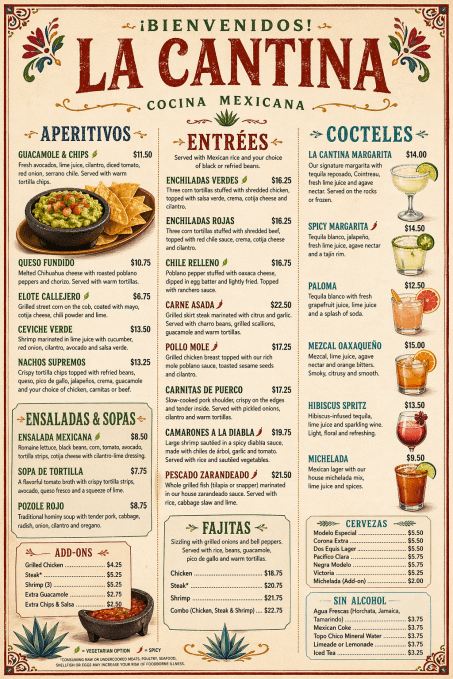 ChatGPT Images 2.0 generated Mexican restaurant menu